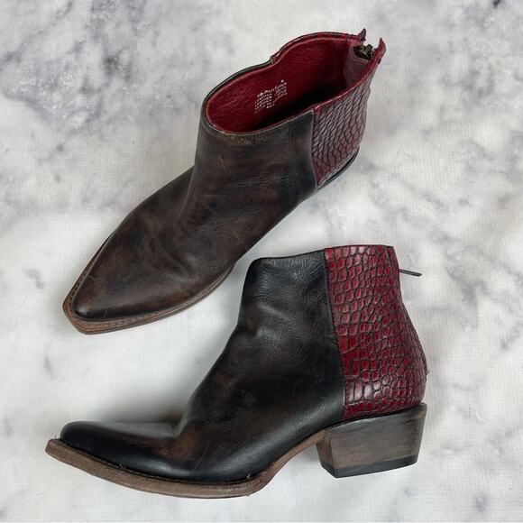 Freebird by Steven Rule Leather + Croc Embossed Ankle Booties - Picture 11 of 11